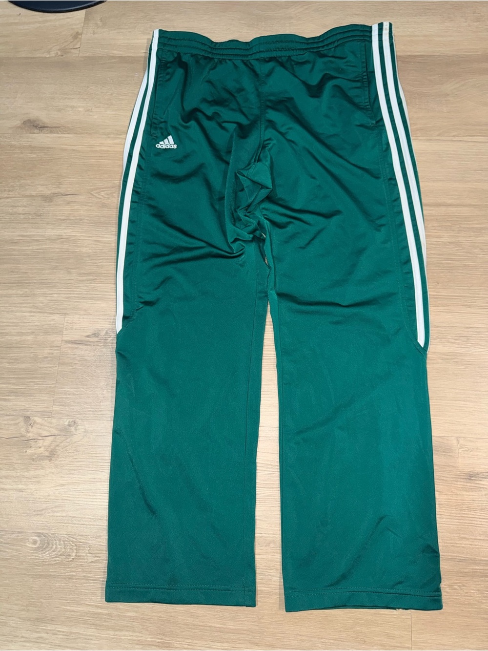 adidas Green Men's Track Pants with White Side Stripes
